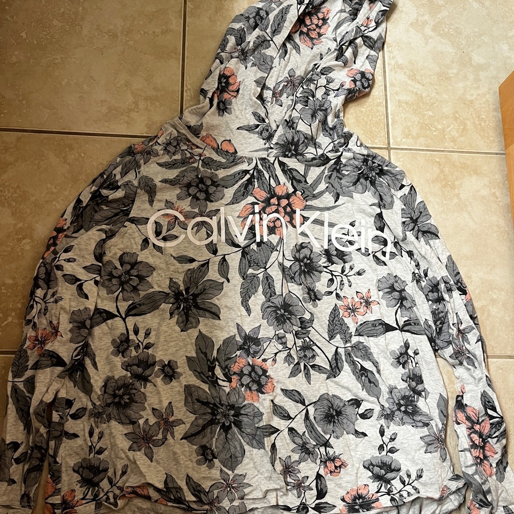 Calvin Klein Floral Hoodie Size Medium Long Sleeve Shirt